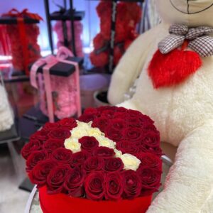 Flowerbox Serce z Twoją Cyfrą